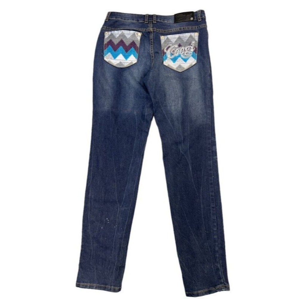 Coogi Skinny Straight Denim Stretch Pants Embroidered Pockets Jeans Size 11/12